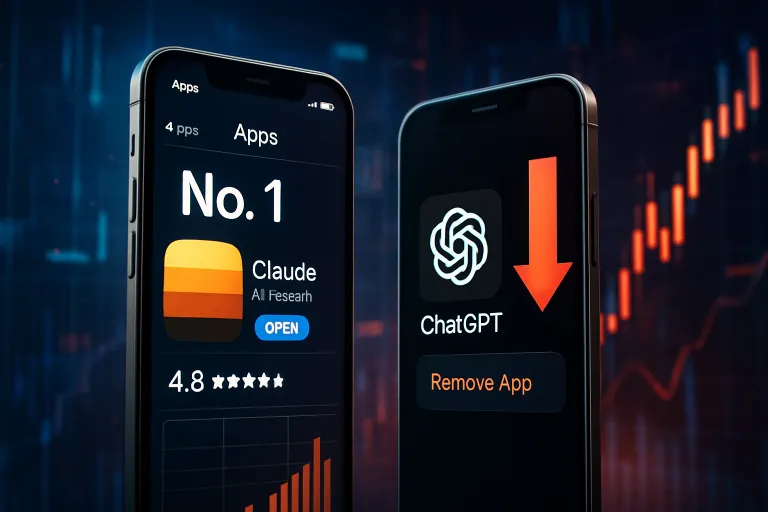 Claude alcanza el número uno de la App Store mientras aumentan las desinstalaciones de ChatGPT