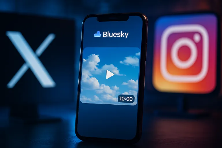 Bluesky amplía sus vídeos hasta los diez minutos y aumenta la presión sobre X e Instagram