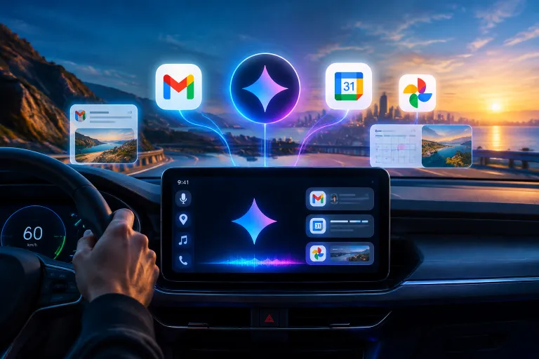 Gemini conecta Android Auto con Gmail, Calendar y Fotos para ofrecer respuestas personalizadas al volante